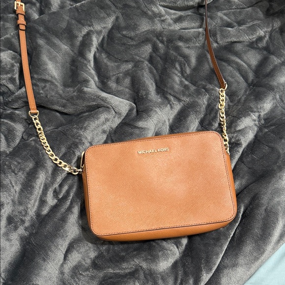 Michael Kors Handbags - Michael Kors Cognac Crossbody Camera Bag with Gold Chain